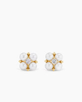 Petite Modern Renaissance® Pearl Stud Earrings in 18K Yellow Gold with Diamonds, 7.8mm