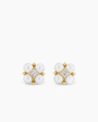 Petite Modern Renaissance® Pearl Stud Earrings in 18K Yellow Gold with Diamonds, 7.8mm
