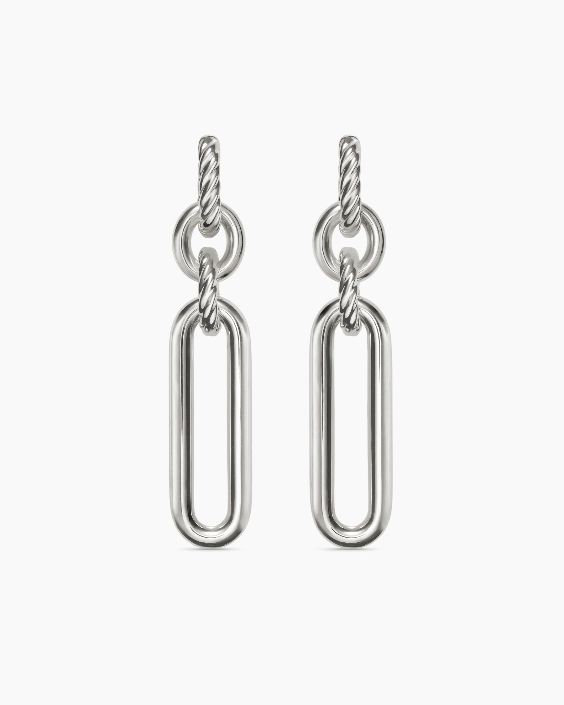 Lexington Double Link Drop Earrings in Sterling Silver, 53mm