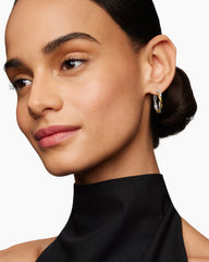 Petite Infinity Hoop Earrings in Sterling Silver with 14K Yellow Gold, 17.3mm