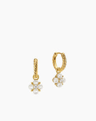 Petite Modern Renaissance® Pearl Drop Earrings in 18K Yellow Gold with Diamonds, 18mm
