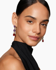 Marbella Drop Earrings in 18K Yellow Gold with Amethyst and Rhodolite Garnet, 51mm