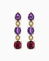 Marbella Drop Earrings in 18K Yellow Gold with Amethyst and Rhodolite Garnet, 51mm