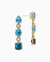 Marbella Drop Earrings in 18K Yellow Gold with Blue Topaz and Hampton Blue Topaz, 51mm