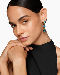 Marbella Drop Earrings in 18K Yellow Gold with Blue Topaz and Hampton Blue Topaz, 51mm
