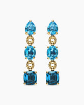 Marbella Drop Earrings in 18K Yellow Gold with Blue Topaz and Hampton Blue Topaz, 51mm