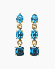 Marbella Drop Earrings in 18K Yellow Gold with Blue Topaz and Hampton Blue Topaz, 51mm