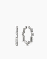 Zig Zag Stax™ Hoop Earrings in Sterling Silver with Diamonds, 22.8mm