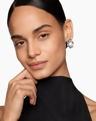 Zig Zag Stax™ Two Row Hoop Earrings in Sterling Silver with Diamonds, 27mm