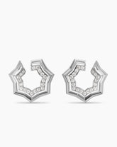 Zig Zag Stax™ Two Row Hoop Earrings in Sterling Silver with Diamonds, 27mm