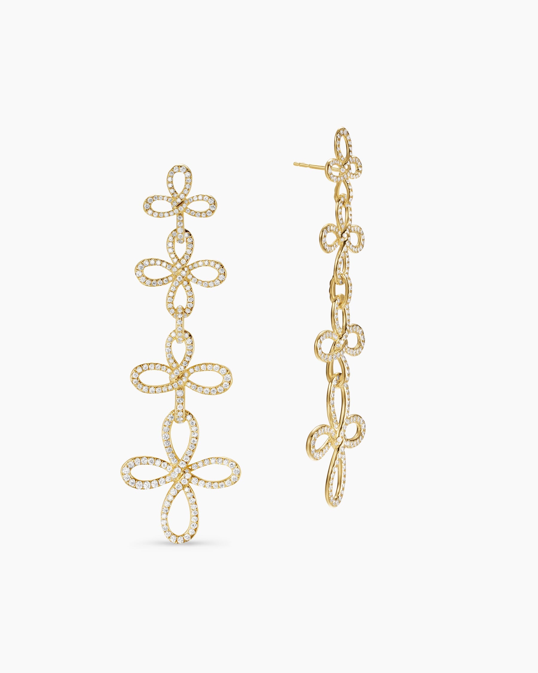 Wisteria® Statement Drop Earrings in 18K Yellow Gold with Diamonds, 88.7mm
