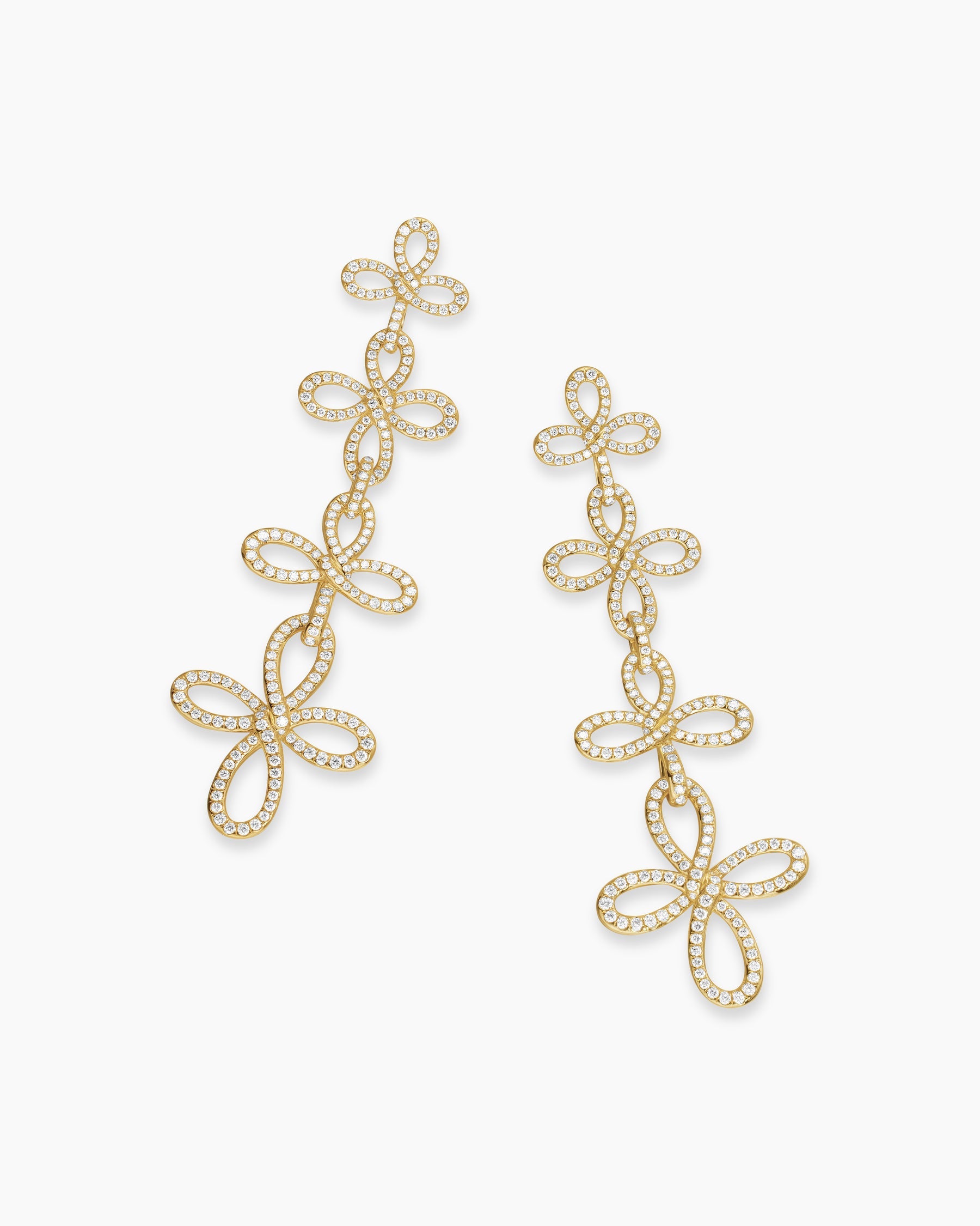 Wisteria® Statement Drop Earrings in 18K Yellow Gold with Diamonds, 88.7mm