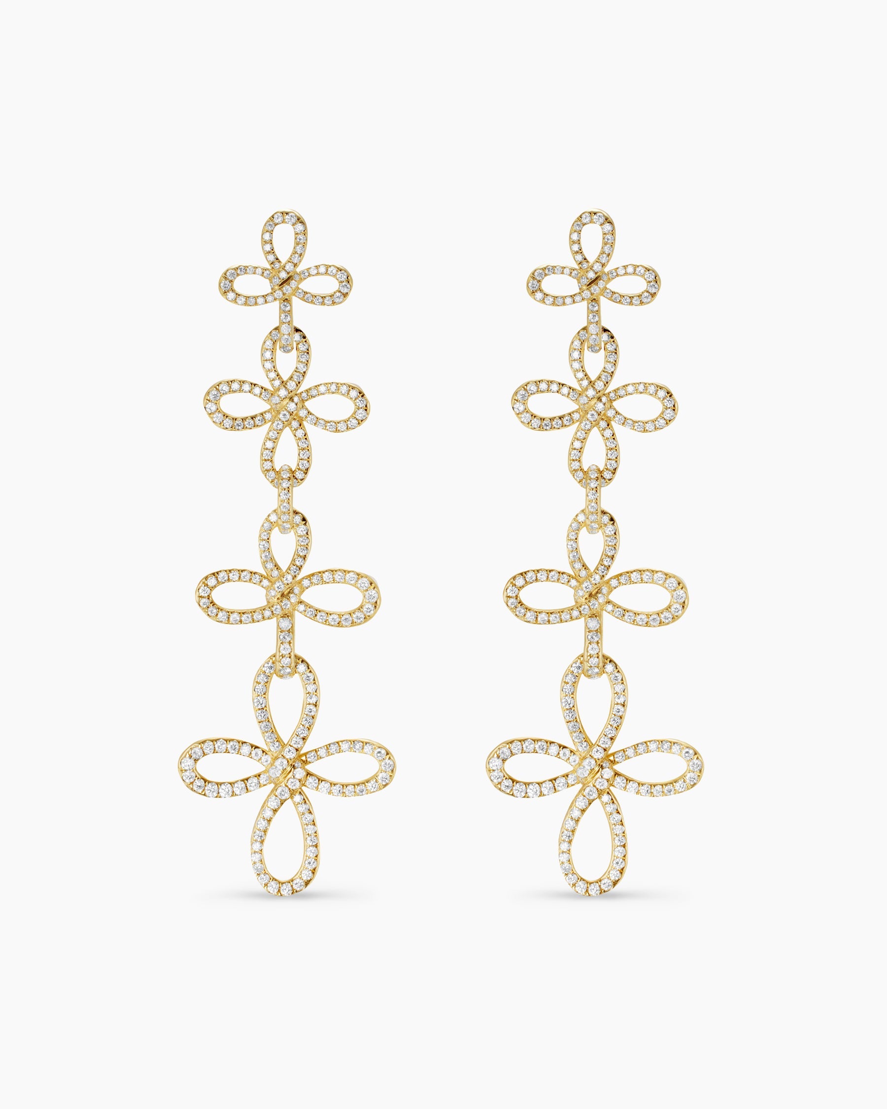 Wisteria® Statement Drop Earrings in 18K Yellow Gold with Diamonds, 88.7mm