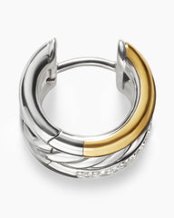 DY Mercer® Huggie Hoop Earrings in  Sterling Silver with 18K Yellow Gold and Diamonds, 14mm