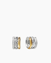 DY Mercer® Huggie Hoop Earrings in  Sterling Silver with 18K Yellow Gold and Diamonds, 14mm