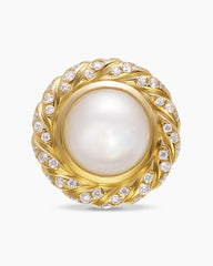 Pearl Classics Cable Halo Button Earrings in 18K Yellow Gold with Diamonds, 13mm