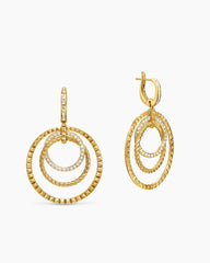 Crossover Trio Drop Earrings in 18K Yellow Gold with Diamonds, 35mm