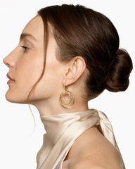 Crossover Trio Drop Earrings in 18K Yellow Gold with Diamonds, 35mm