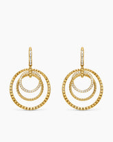 Crossover Trio Drop Earrings in 18K Yellow Gold with Diamonds, 35mm