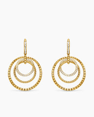 Crossover Trio Drop Earrings in 18K Yellow Gold with Diamonds, 35mm