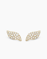 Petite Pavé Flute Stud Earrings in 18K Yellow Gold with Diamonds, 10.6mm