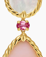 DY Elements® Statement Drop Earrings in 18K Yellow Gold with Pink Opal, Mother of Pearl and Pink Tourmaline, 70mm