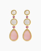 DY Elements® Statement Drop Earrings in 18K Yellow Gold with Pink Opal, Mother of Pearl and Pink Tourmaline, 70mm