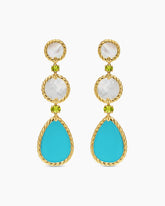 DY Elements® Statement Drop Earrings in 18K Yellow Gold with Turquoise, Mother of Pearl and Peridot, 70mm