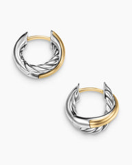 Crossover Huggie Hoop Earrings in Sterling Silver with 18K Yellow Gold, 12.4mm