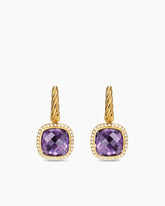 Albion® Drop Earrings in 18K Yellow Gold with Amethyst and Diamonds, 10mm
