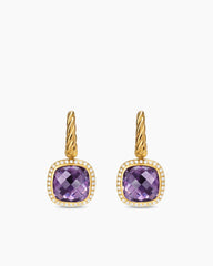 Albion® Drop Earrings in 18K Yellow Gold with Amethyst and Diamonds, 10mm