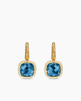 Albion® Drop Earrings in 18K Yellow Gold with Hampton Blue Topaz and Diamonds, 10mm