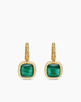 Albion® Drop Earrings in 18K Yellow Gold with Malachite and Diamonds, 10mm