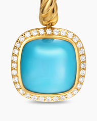 Albion® Drop Earrings in 18K Yellow Gold with Turquoise and Diamonds, 10mm