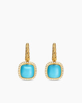 Albion® Drop Earrings in 18K Yellow Gold with Turquoise and Diamonds, 10mm
