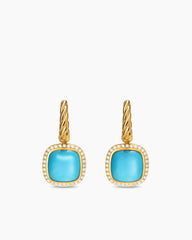 Albion® Drop Earrings in 18K Yellow Gold with Turquoise and Diamonds, 10mm