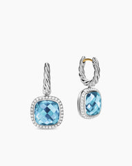 Albion® Drop Earrings in Sterling Silver with Blue Topaz and Diamonds, 10mm