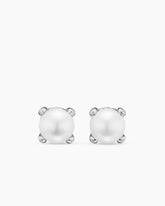 Pearl Classics Stud Earrings in Sterling Silver and Diamonds, 6.6mm