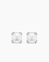 Pearl Classics Stud Earrings in Sterling Silver and Diamonds, 6.6mm