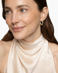 Crossover Hoop Earrings in Sterling Silver with 14K Yellow Gold, 22.3mm