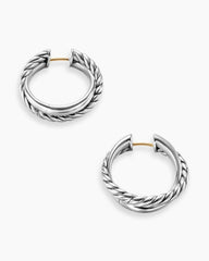 Crossover Hoop Earrings in Sterling Silver, 22.3mm