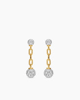 DY Madison® Pavé Bead Drop Earrings in 18K Yellow Gold with Diamonds, 33mm