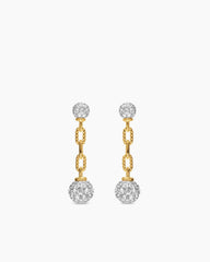 DY Madison® Pavé Bead Drop Earrings in 18K Yellow Gold with Diamonds, 33mm