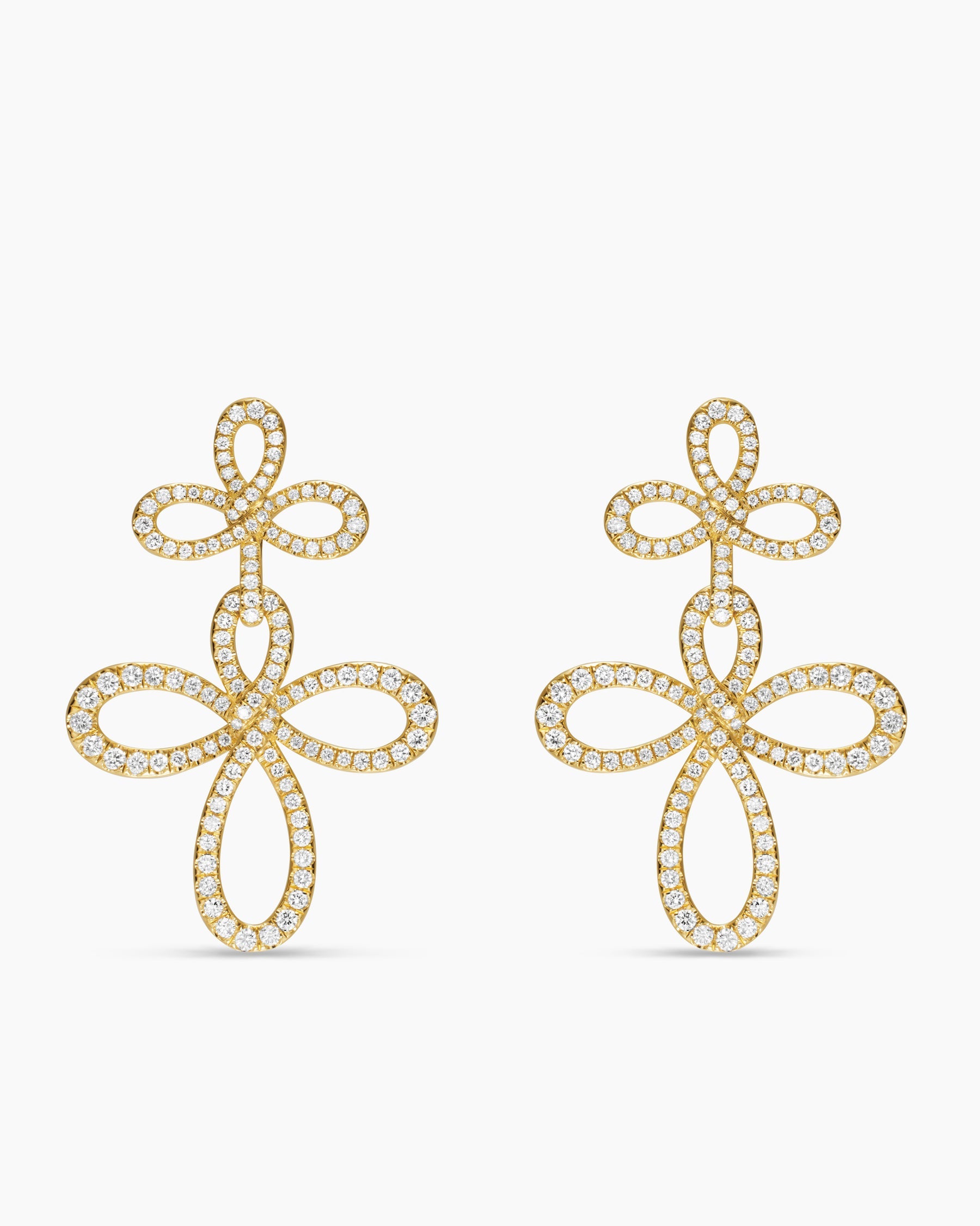 Wisteria® Drop Earrings in 18K Yellow Gold with Diamonds, 37.8mm