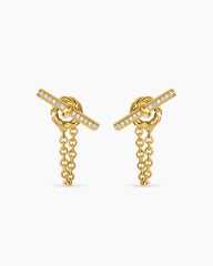 DY Mercer® Petite Toggle Chain Stud Earrings in 18K Yellow Gold with Diamonds, 38.2mm