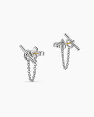 DY Mercer® Petite Toggle Chain Stud Earrings in Sterling Silver with Diamonds, 38.2mm