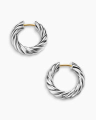 Sculpted Cable Hoop Earrings in Sterling Silver, 18.6mm