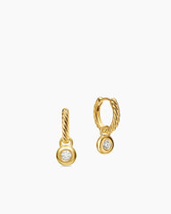 Petite Cable Huggie Drop Earrings in 18K Yellow Gold with Diamonds, 17.5mm