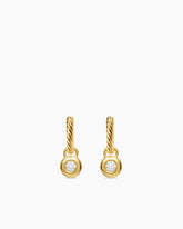 Petite Cable Huggie Drop Earrings in 18K Yellow Gold with Diamonds, 17.5mm