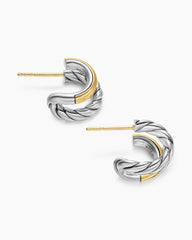 DY Mercer® Double Hoop Huggie Earrings in Sterling Silver with 18K Yellow Gold, 13.5mm
